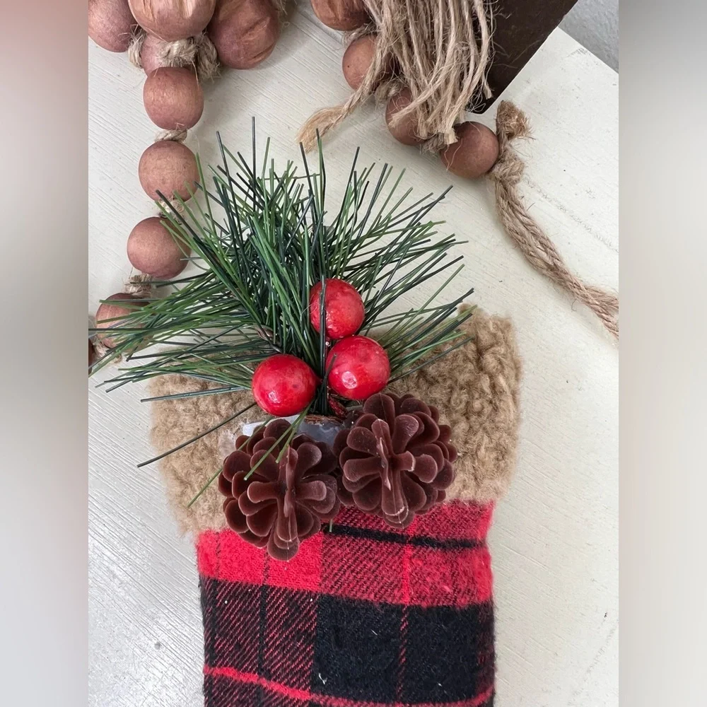 Brand New- Buffalo Plaid Stocking Ornament with Clip